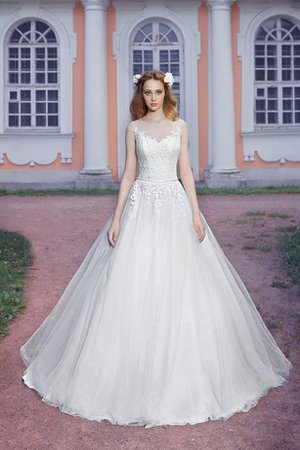 Robe de mariée textile en tulle de traîne mi-longue noeud jusqu'au sol de mode de bal - photo 1