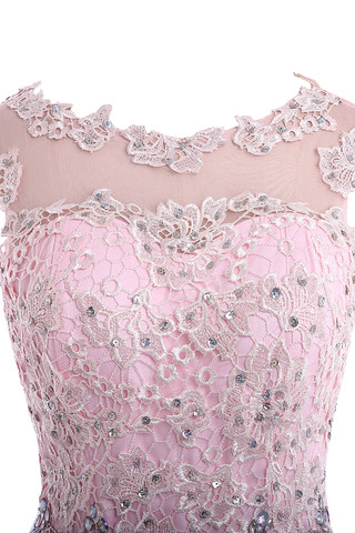 Robe de cocktail gonflé distinguee tissu à claire-voie manche nulle de col en cœur - photo 2