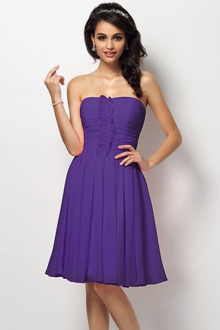 Robe demoiselle d'honneur naturel plissage courte avec chiffon avec sans manches - photo 23