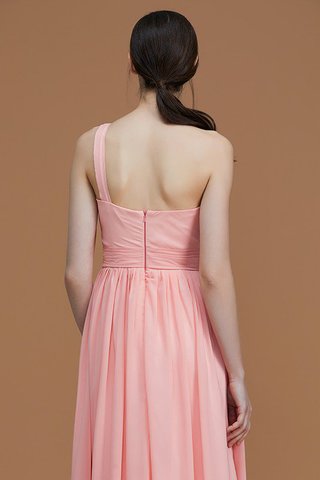 Robe demoiselle d'honneur naturel avec sans manches ligne a ruché d'épaule asymétrique - photo 7