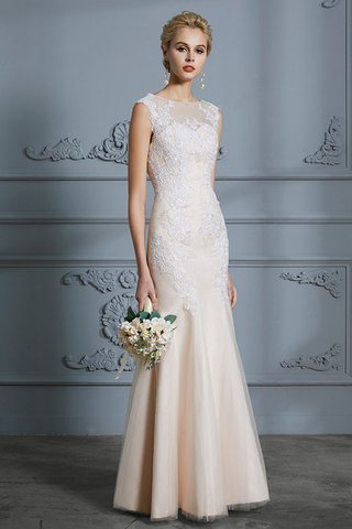 Robe de mariée grosses soldes jusqu'au sol encolure ronde appliques de sirène - photo 4