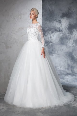 Robe de mariée longue avec manche longue col en bateau de mode de bal fermeutre eclair - photo 6