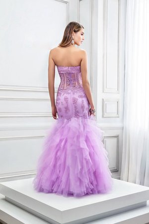 Robe de bal de sirène de bustier avec perle textile en tulle ruchés plongeants - photo 2