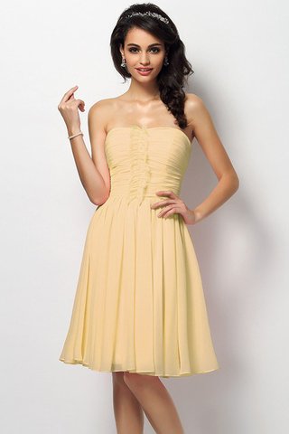 Robe demoiselle d'honneur naturel plissage courte avec chiffon avec sans manches - photo 5