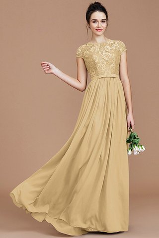 Robe demoiselle d'honneur naturel avec zip a-ligne avec manche courte en chiffon - photo 18