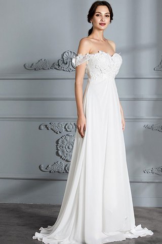 Robe de mariée naturel a-ligne d'epaule ecrite jusqu'au sol de princesse - photo 5