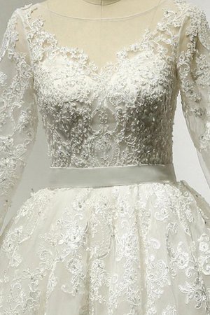 Robe de mariée naturel a-ligne de traîne moyenne avec manche 3/4 textile en tulle - photo 2