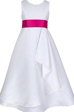 Robe de cortège enfant plissage col u profond a-ligne avec nœud avec sans manches - photo 1