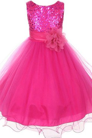 Robe de cortège enfant manche nulle longueur mollet textile en tulle ligne a avec fleurs - photo 1