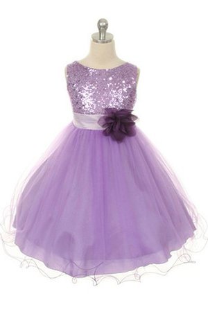 Robe de cortège enfant brillant manche nulle ligne a avec fleurs - photo 1