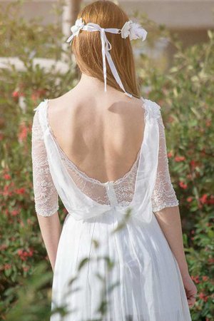 Robe de mariée plissage avec décoration dentelle brodé col en bateau avec chiffon - photo 2