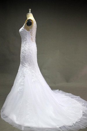 Robe de mariée avec perle avec décoration dentelle manche nulle encolure ronde en tulle - photo 2