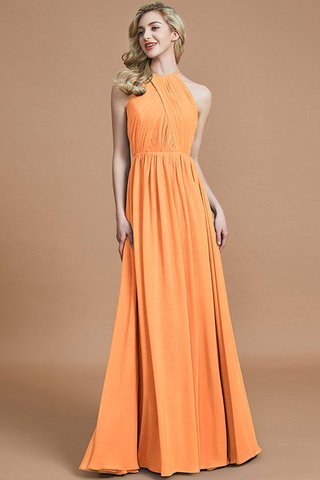 Robe demoiselle d'honneur naturel a-ligne col u profond en chiffon avec sans manches - photo 25