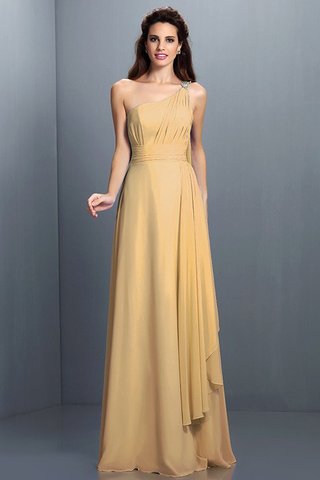 Robe demoiselle d'honneur naturel ligne a d'épaule asymétrique de princesse avec fronce - photo 12