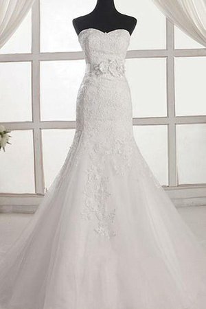 Robe de mariée manche nulle en organza avec lacets en forme longueur au niveau de sol - photo 1