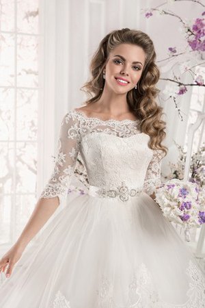 Robe de mariée naturel avec perle avec gradins ligne a de traîne moyenne - photo 2