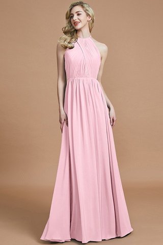 Robe demoiselle d'honneur naturel a-ligne col u profond en chiffon avec sans manches - photo 27