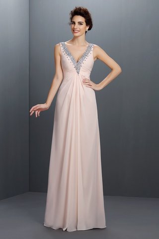 Robe de soirée longue avec perle avec chiffon v encolure a-ligne - photo 1