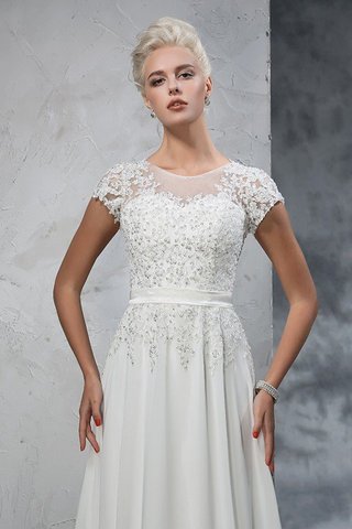 Robe de mariée de princesse de traîne courte avec manche courte ligne a avec chiffon - photo 7