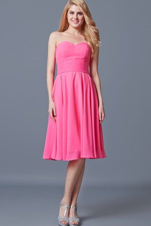 Robe demoiselle d'honneur simple avec zip en chiffon de bustier ruché - photo 1