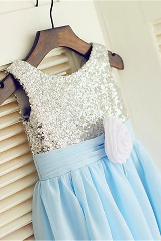 Robe de cortège enfant brillant ligne a avec chiffon avec fleurs encolure ronde - photo 6