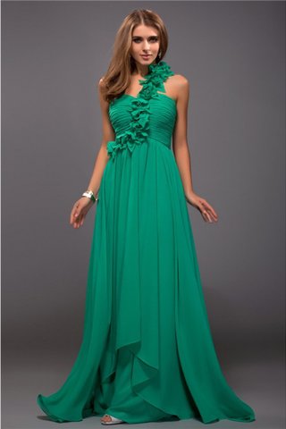 Robe de bal longue naturel en forme fermeutre eclair avec chiffon - photo 1