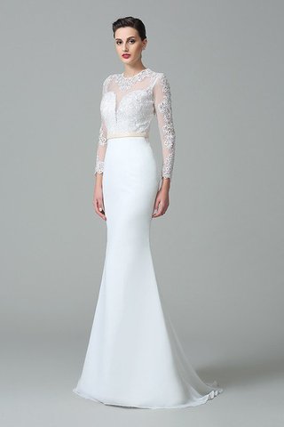 Robe de mariée longue en satin au niveau de cou de sirène avec manche longue - photo 4