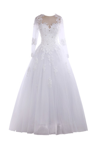 Robe de mariée chic versicolor longueur au niveau de sol avec perles satin extensible - photo 1