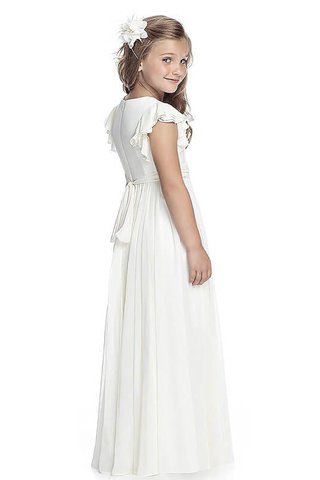 Robe de cortège enfant manche nulle avec fleurs encolure ronde a-ligne de princesse - photo 2