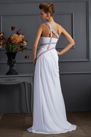 Robe de bal longue d'épaule asymétrique avec perle de traîne courte avec chiffon - photo 2