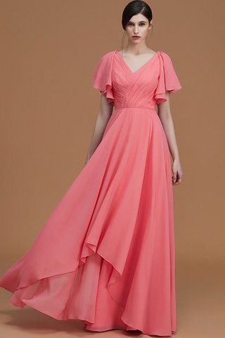 Robe demoiselle d'honneur avec manche courte de princesse ligne a avec chiffon avec zip - photo 2