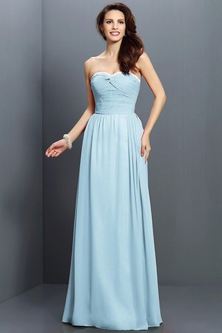 Robe demoiselle d'honneur longue avec zip col en forme de cœur manche nulle a-ligne - photo 18