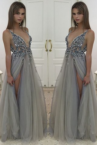 Robe de soirée longueur au ras du sol de princesse avec sans manches ligne a avec perle - photo 1