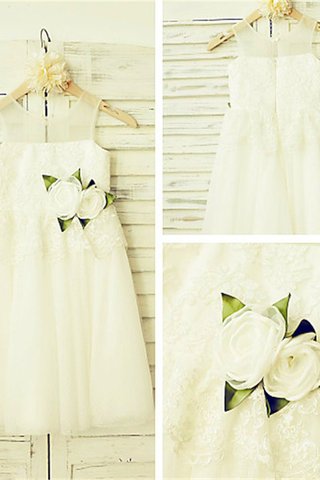 Robe de cortège enfant naturel avec zip jusqu'au sol avec fleurs manche nulle - photo 5