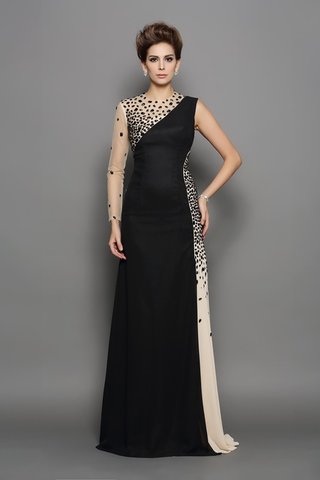 Robe de bal naturel elevé avec perle fermeutre eclair avec manche longue - photo 1