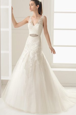 Robe de mariée solennelle ceinture avec perle a eglise de col en v salle interne - photo 1