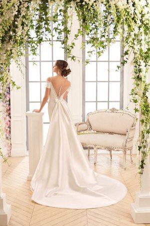 Robe de mariée de sirène avec nœud à boucles bretelles spaghetti avec perle en satin - photo 2