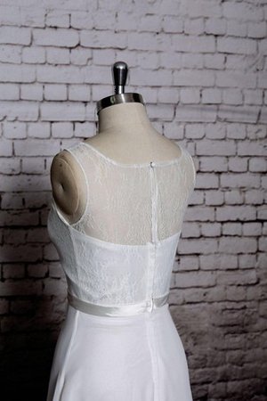 Robe de mariée naturel manche nulle a-ligne avec chiffon ceinture - photo 2