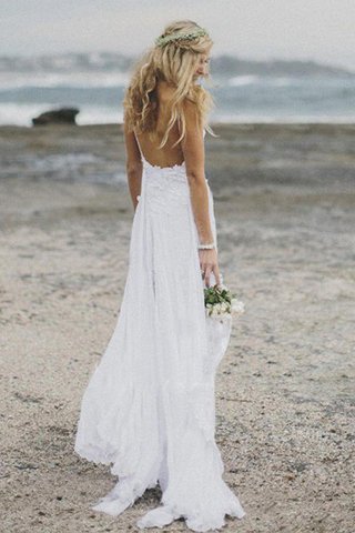 Robe de mariée de col en v longueru au niveau de sol mignonne sans dos naturel - photo 2