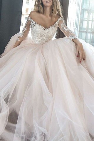 Robe de mariée d'epaule ajourée divin de traîne moyenne en tulle decoration en fleur - photo 3