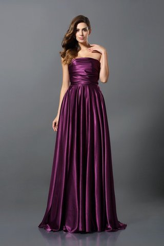 Robe demoiselle d'honneur longue plissage de princesse en satin soyeux ligne a - photo 12