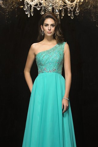 Robe de soirée de princesse manche nulle d'épaule asymétrique ligne a en chiffon - photo 6