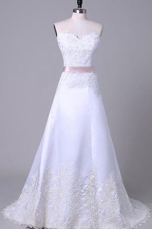 Robe de mariée de col en cœur avec perle epaule nue en satin arrivée au mollet - photo 1