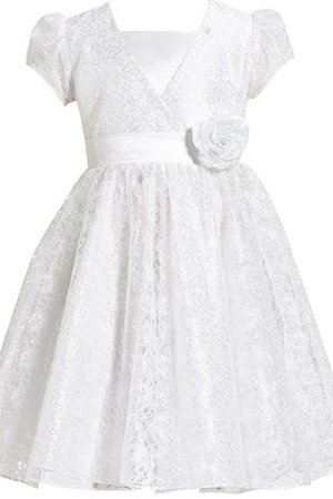 Robe de cortège enfant ligne a avec décoration dentelle avec manche courte avec fleurs - photo 1