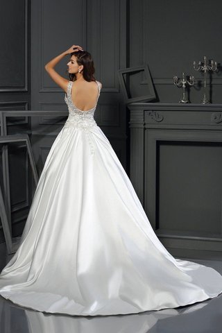 Robe de mariée longue appliques avec zip col u profond de mode de bal - photo 2