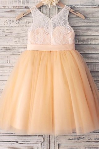 Robe de cortège enfant naturel ligne a col u profond de princesse avec fleurs - photo 2