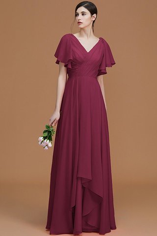 Robe demoiselle d'honneur avec manche courte de princesse ligne a avec chiffon avec zip - photo 11