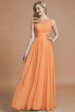 Robe demoiselle d'honneur manche nulle jusqu'au sol en chiffon ligne a de princesse - photo 25