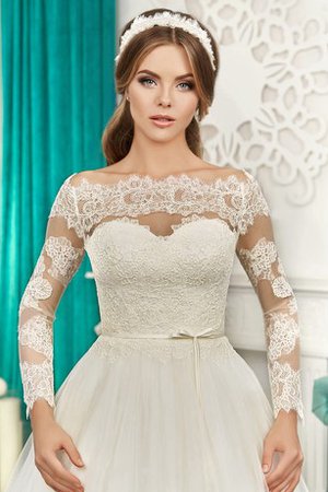 Robe de mariée naturel avec décoration dentelle de traîne moyenne ligne a avec nœud - photo 2