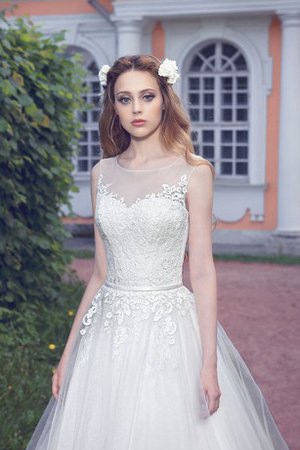 Robe de mariée textile en tulle de traîne mi-longue noeud jusqu'au sol de mode de bal - photo 2